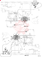 HYD LINES, UPPER DOZER, QTY-F1: F1, QTY-F2: - YM03HU0003F1 (2)
