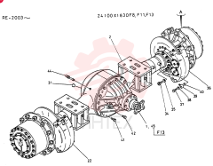 AXLE ASSY, FR., Serial Range: RE.2003-RE.2030 24100X1830F13 (1)