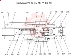 VALVE ASSY, PORT RELIEF, QTY-F7: F7, QTY-F8: F8, QTY-F9: F9, QTY-FA: FA, QTY-FB: FB