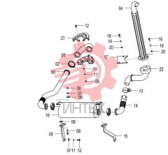 Выхлопная система (Cummins B3.3TAA, высокий выхлоп) 40C1521 004