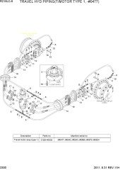 TRAVEL HYD PIPING(T/MOTOR TY 1, -#0477)