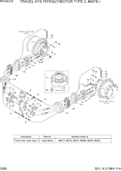 TRAVEL HYD PIPING(T/MOTOR TY 2, #0478-)