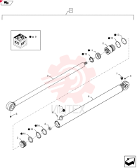 HYDRAULIC CYLINDER,44.4mm Rod, 805mm Stroke