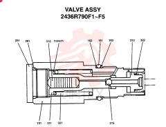 VALVE ASSY CONSISTS OF THE FOLLOWING PARTS:, QTY-F1: F1, QTY-F2: F2, QTY-F3: F3, QTY-F4: F4, QTY-F5: F5