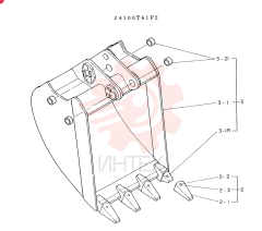 BUCKET ASSY, 0.35M3, CONSISTS OF REF. 2 & 3