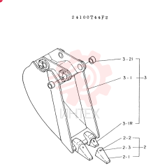 BUCKET ASSY, 0.1M3, CONSISTS OF REF 2 & 3