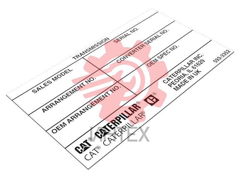 Transmission Serial Number Plate 593-3352 / 5933352