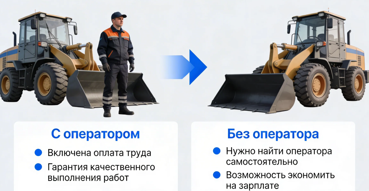 Аренда фронтального погрузчика: что выгоднее — с оператором или без?