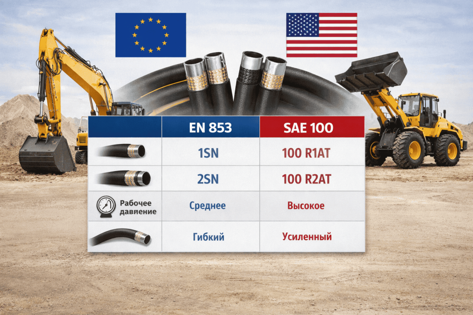 Стандарты РВД EN 853 и SAE 100: простая таблица для спецтехники