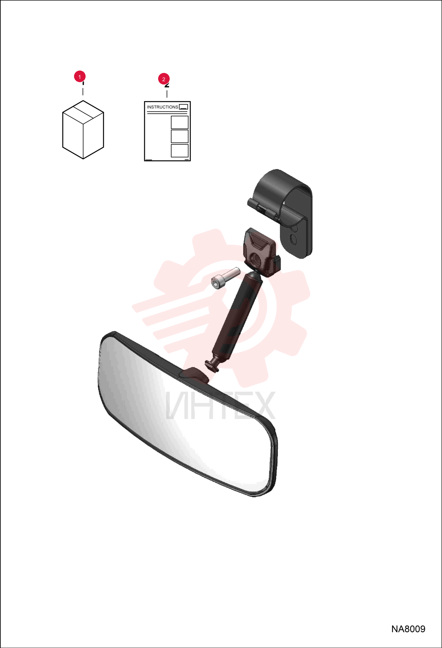 KIT, MIRROR VIEW REAR 7232044