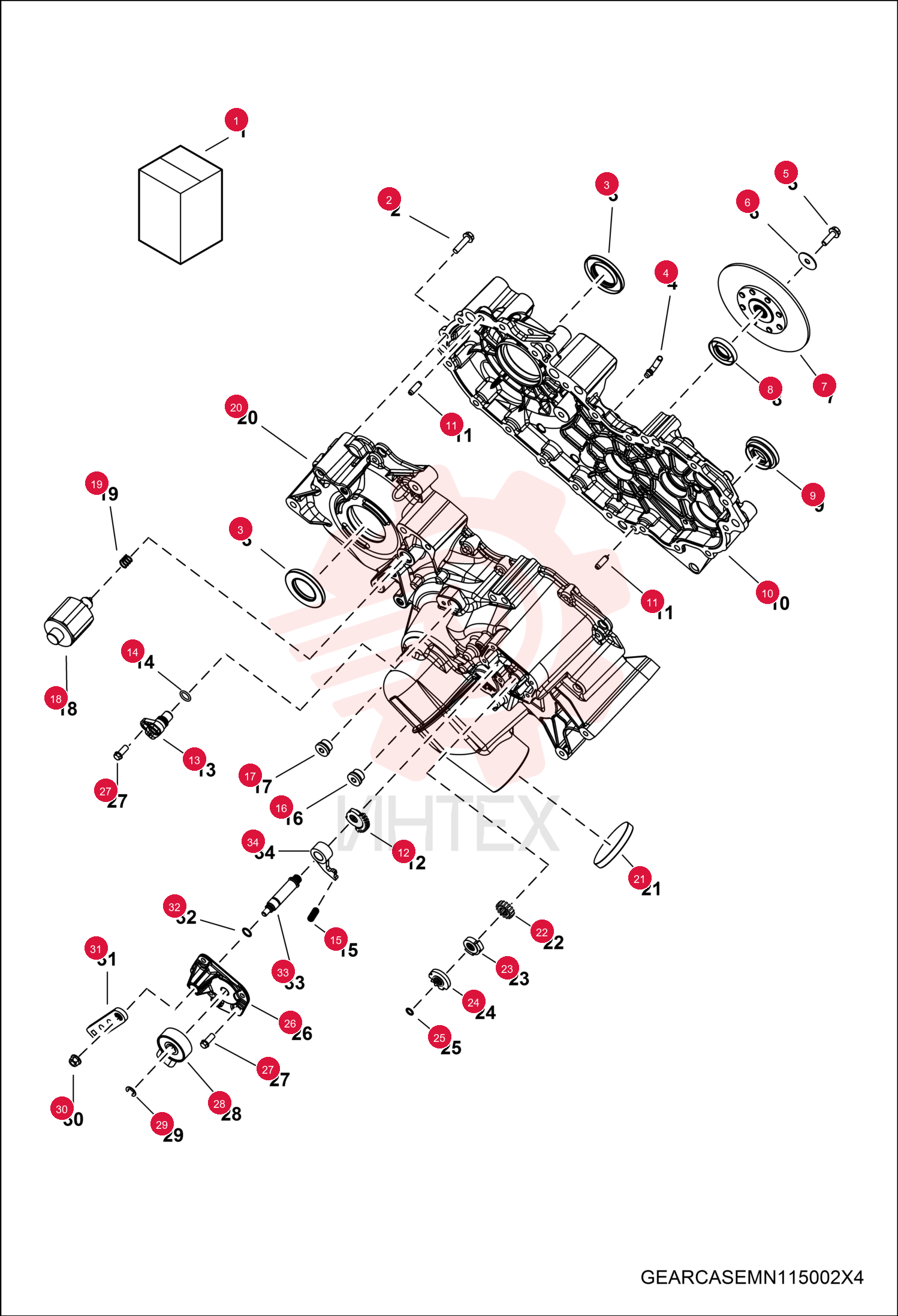 TRANSMISSION, GEARCASE ASSY 7016051 (1)