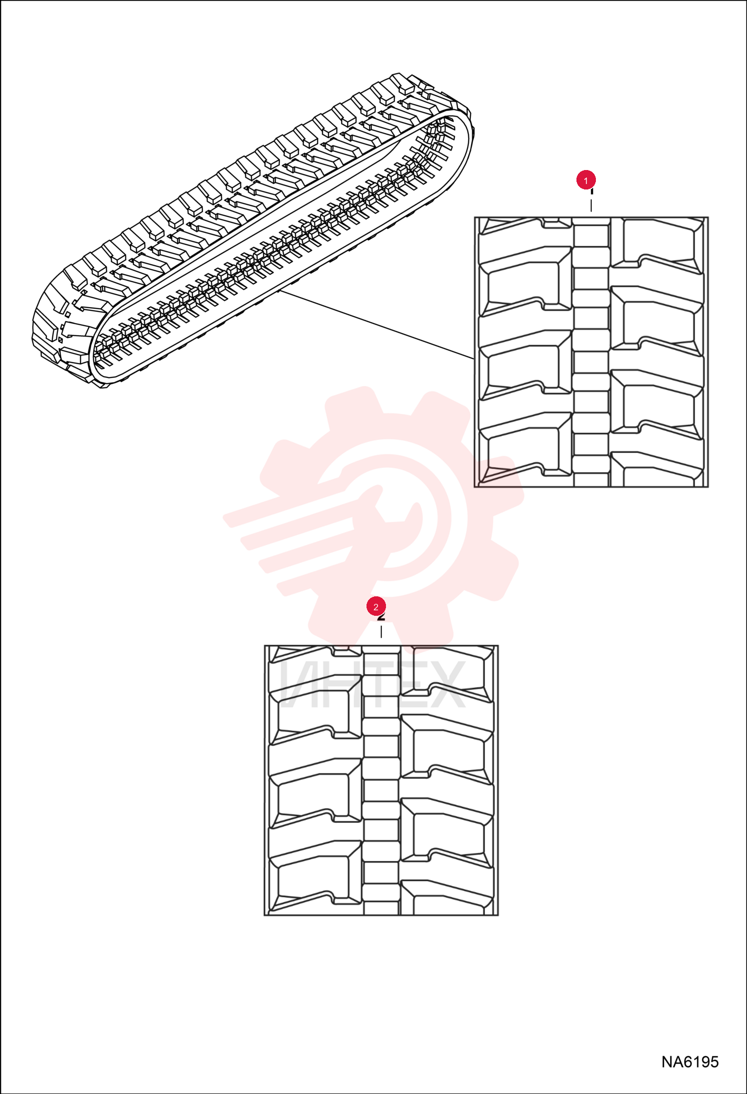 TRACK RUBBER (320X74X52.5) 12" MX 6672773 (6)