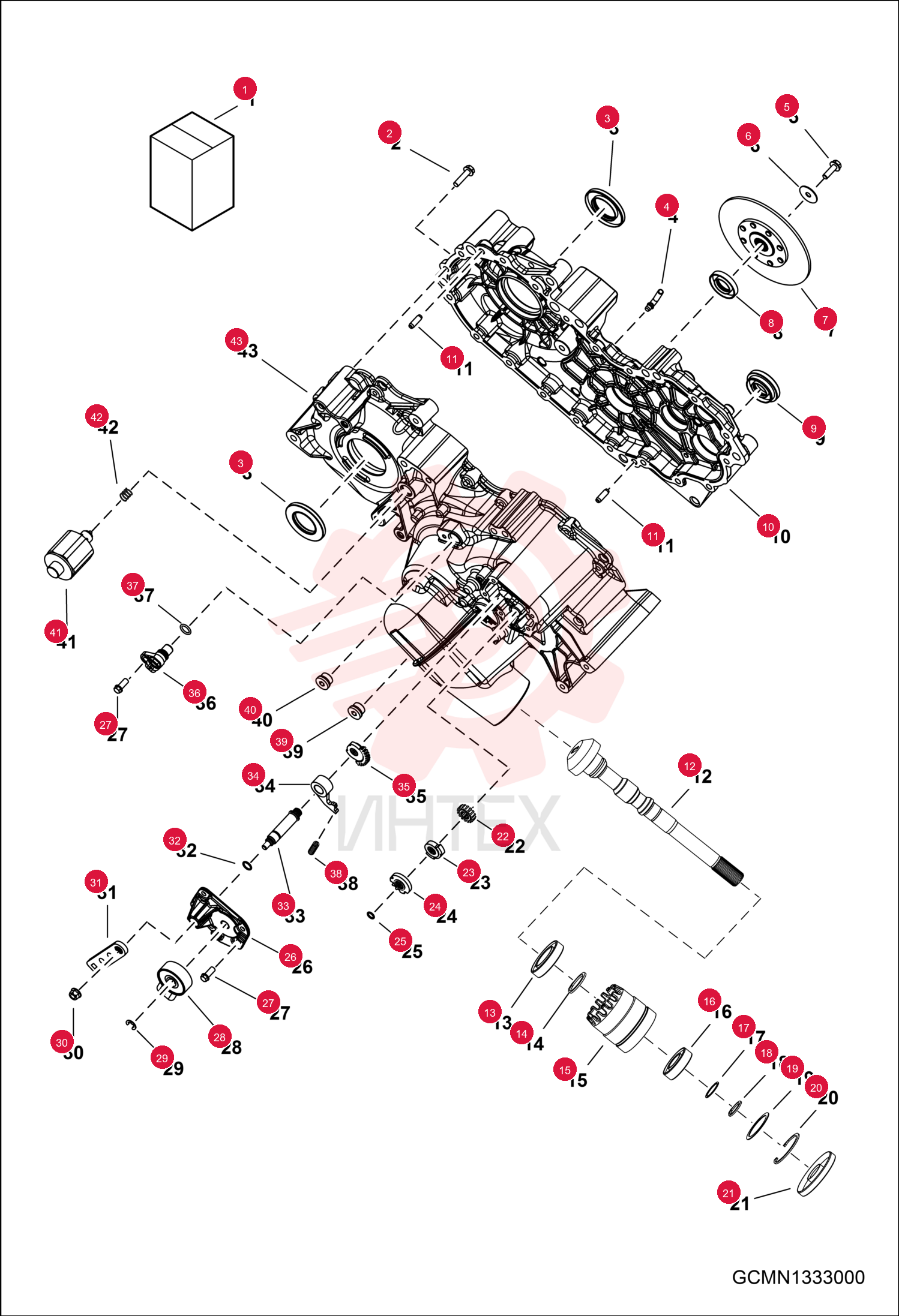TRANSMISSION, GEARCASE MAIN 7023385 (1)