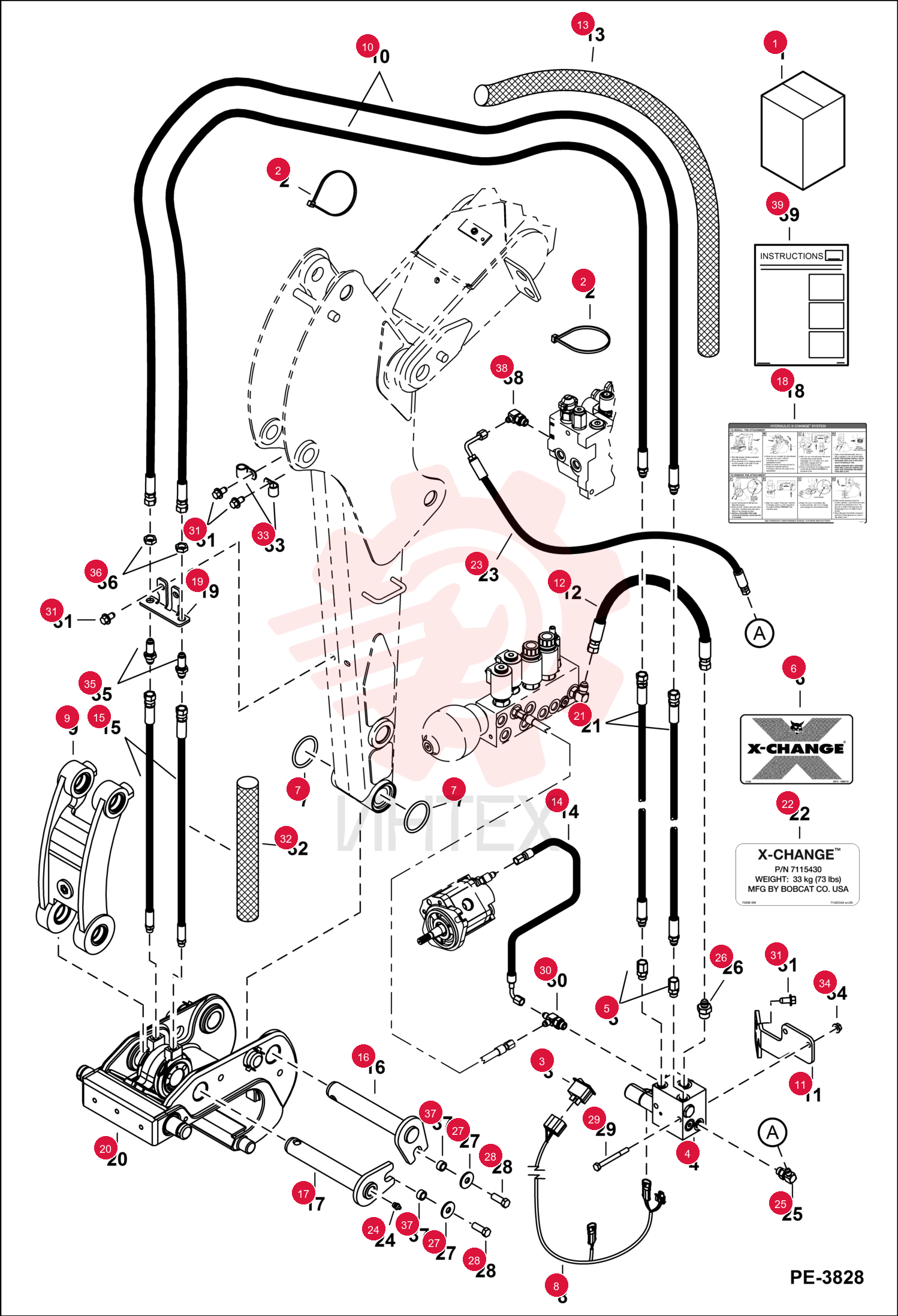 KIT, X-CHANGE HYD SHORT ARM 7159040 (2)