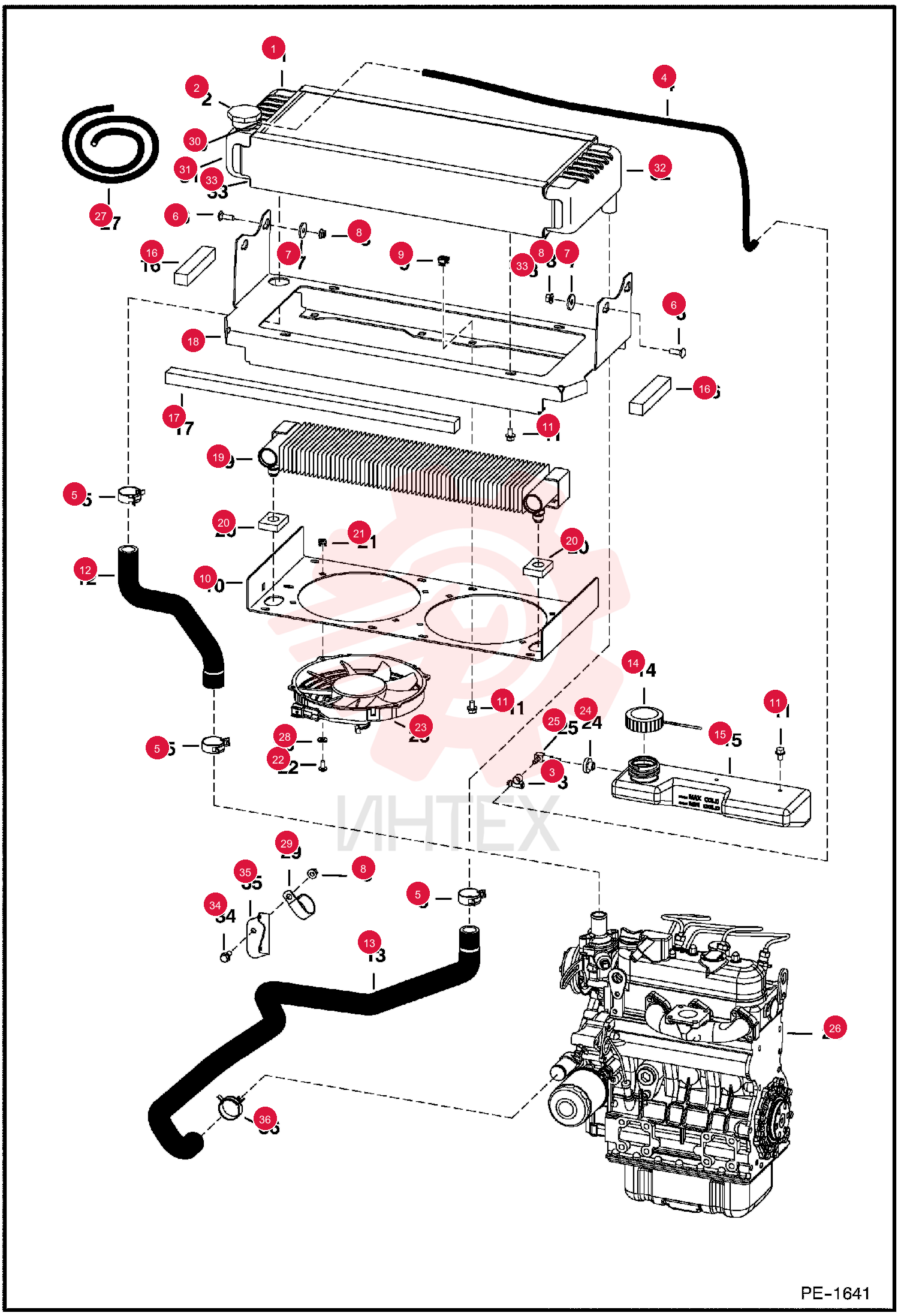 EXCHANGER, WATER RADIATOR 7009566 (2)