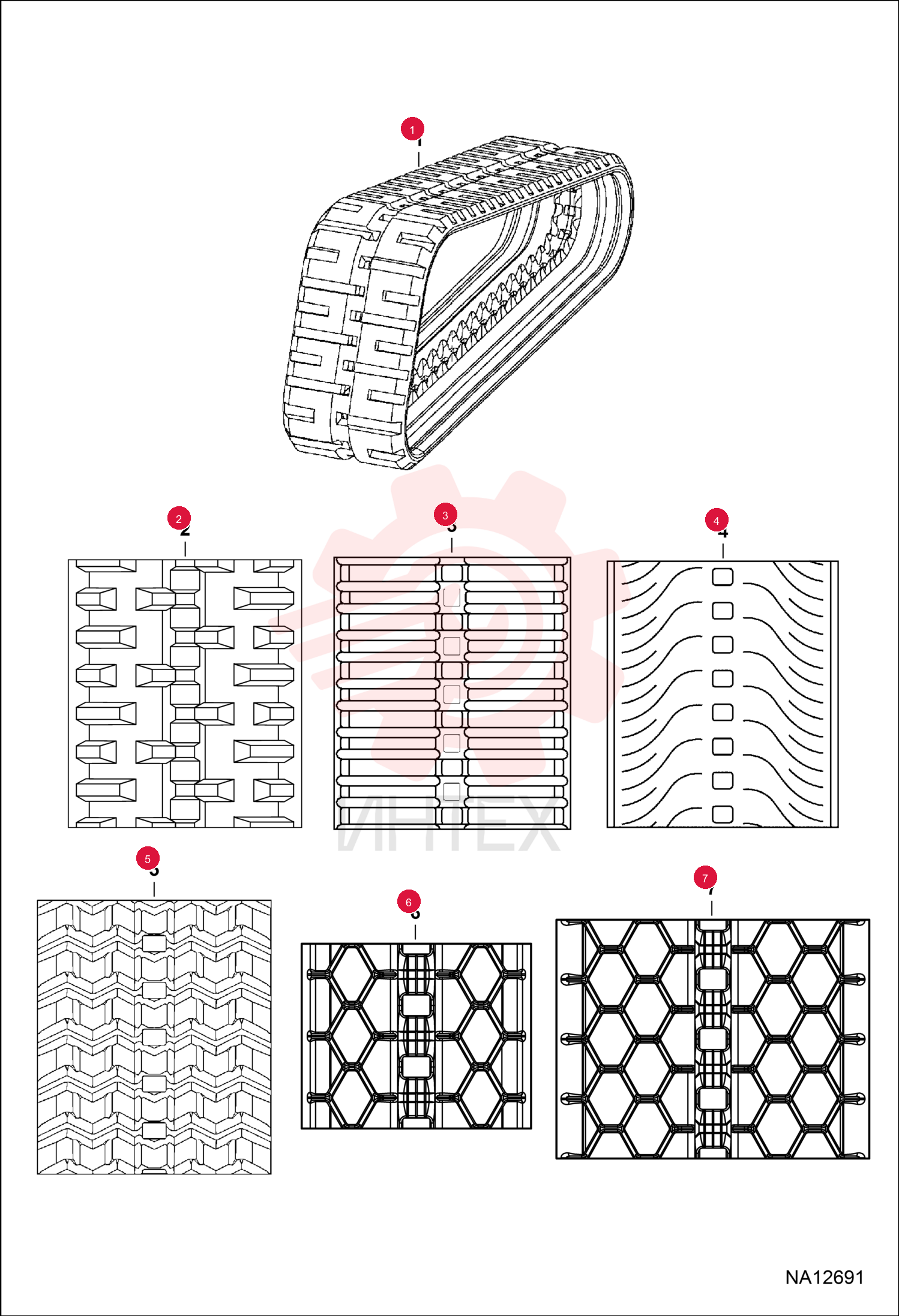 TRACK RUBBER (320X86X52) 12" C-PATTERN 6680149 (1)