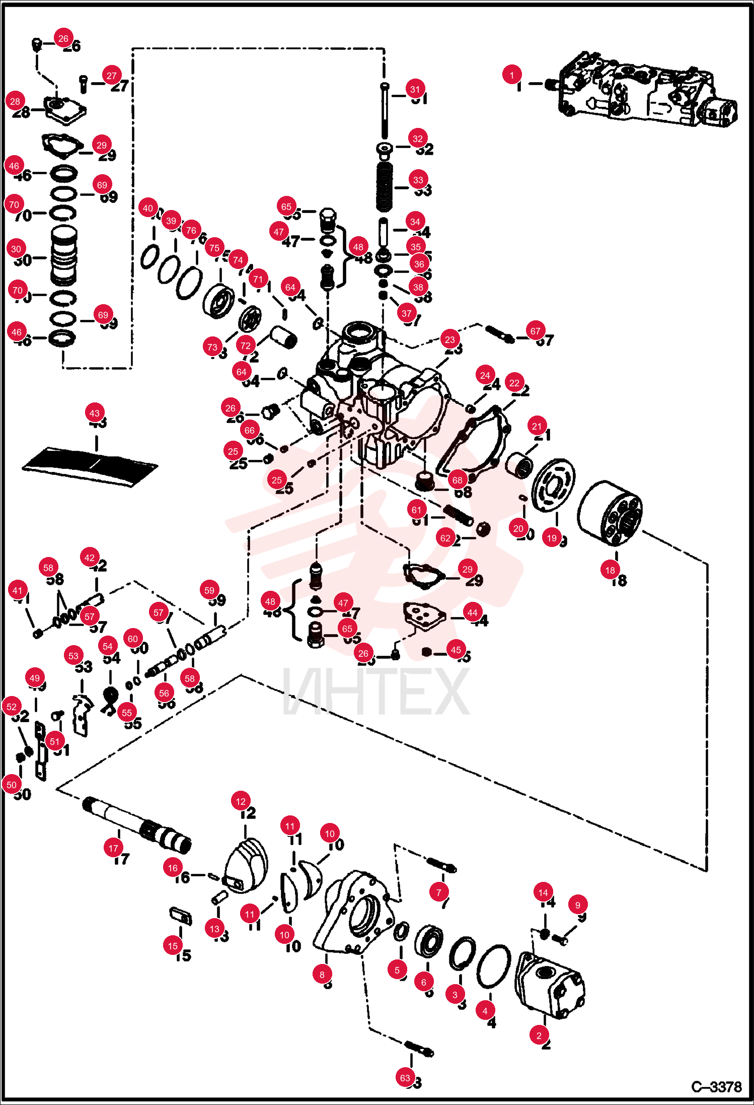 PUMP, HYD COMPLETE, W/O GEAR PUMP 6671020REM (2)