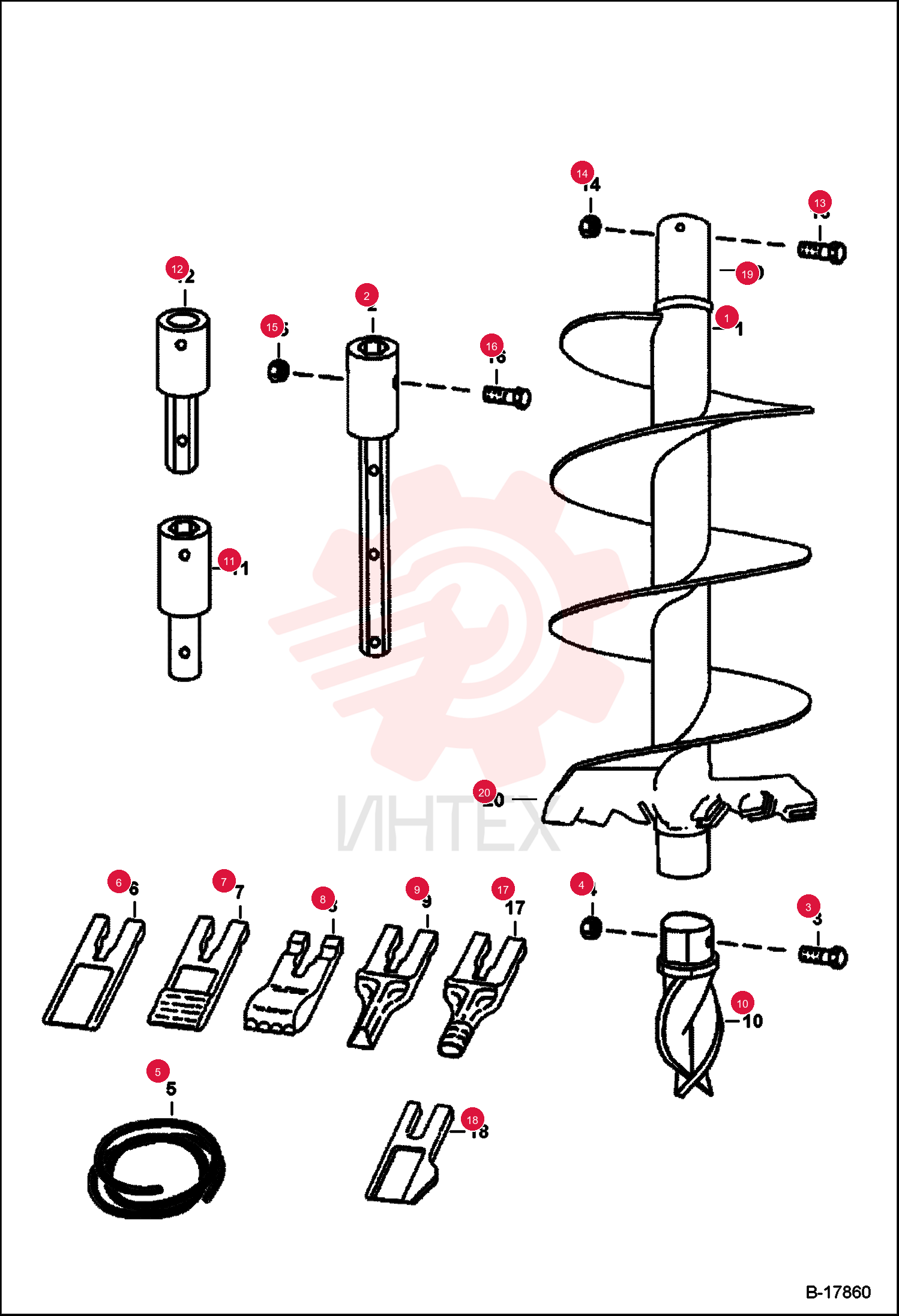 AUGER, BIT HEX HEAD 6"
