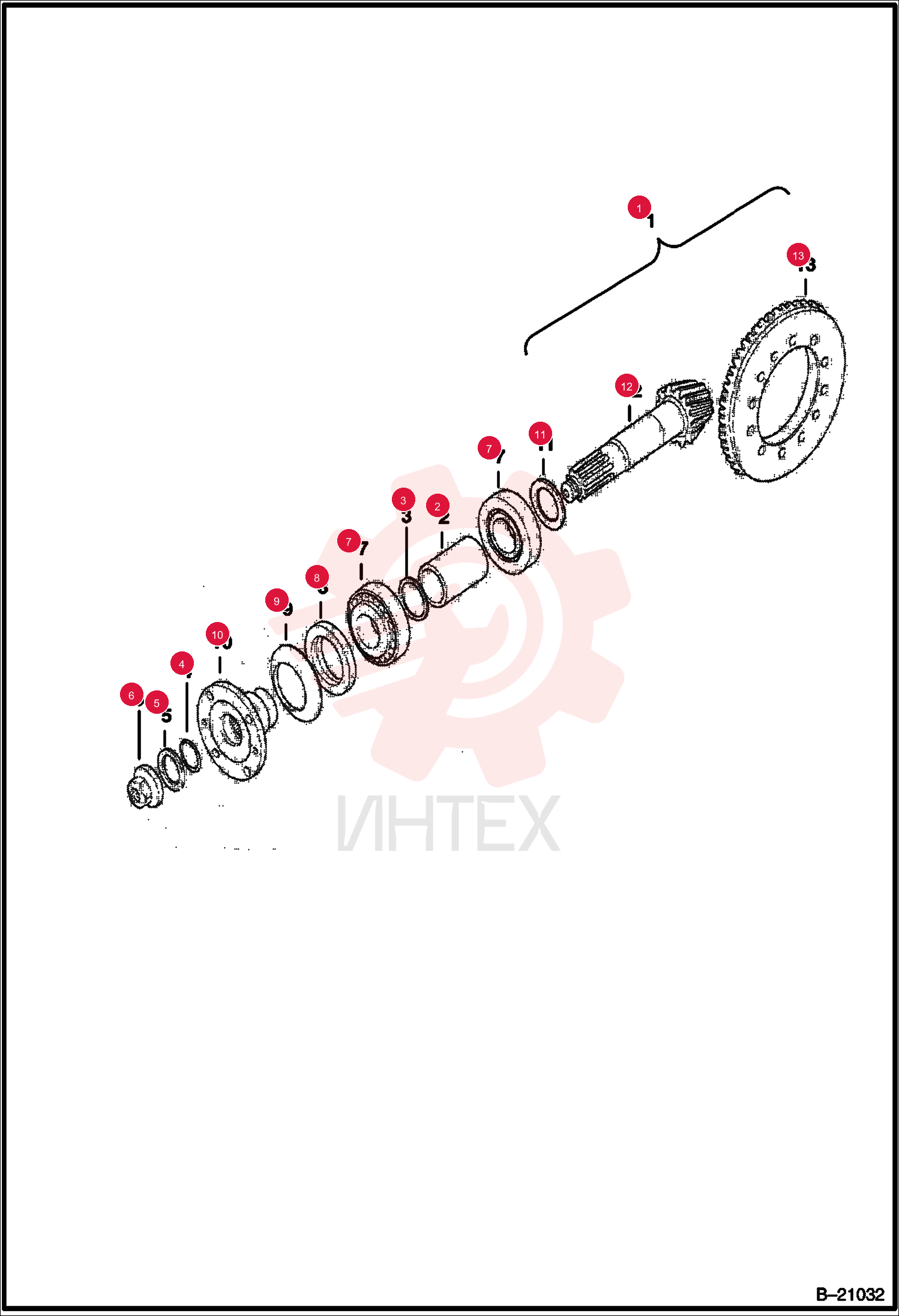 GEAR, BEVEL PINION SET Z8/43