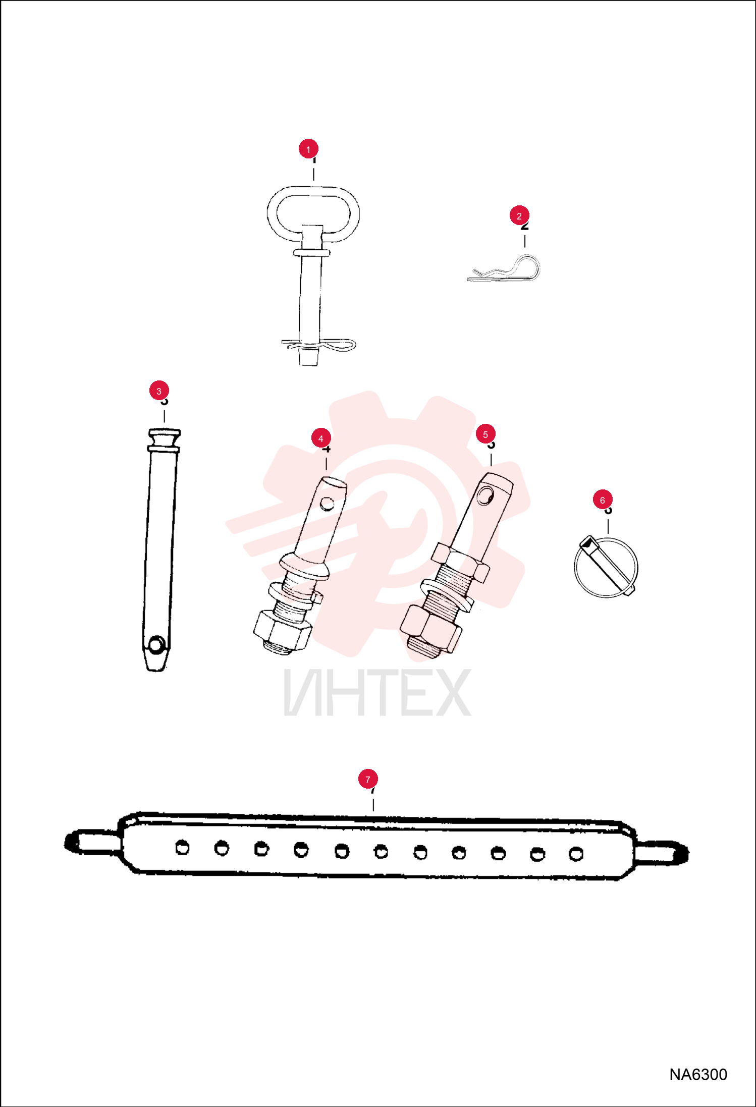 PIN, ZINC PLATED HITCH 1 X 6-1/4 4