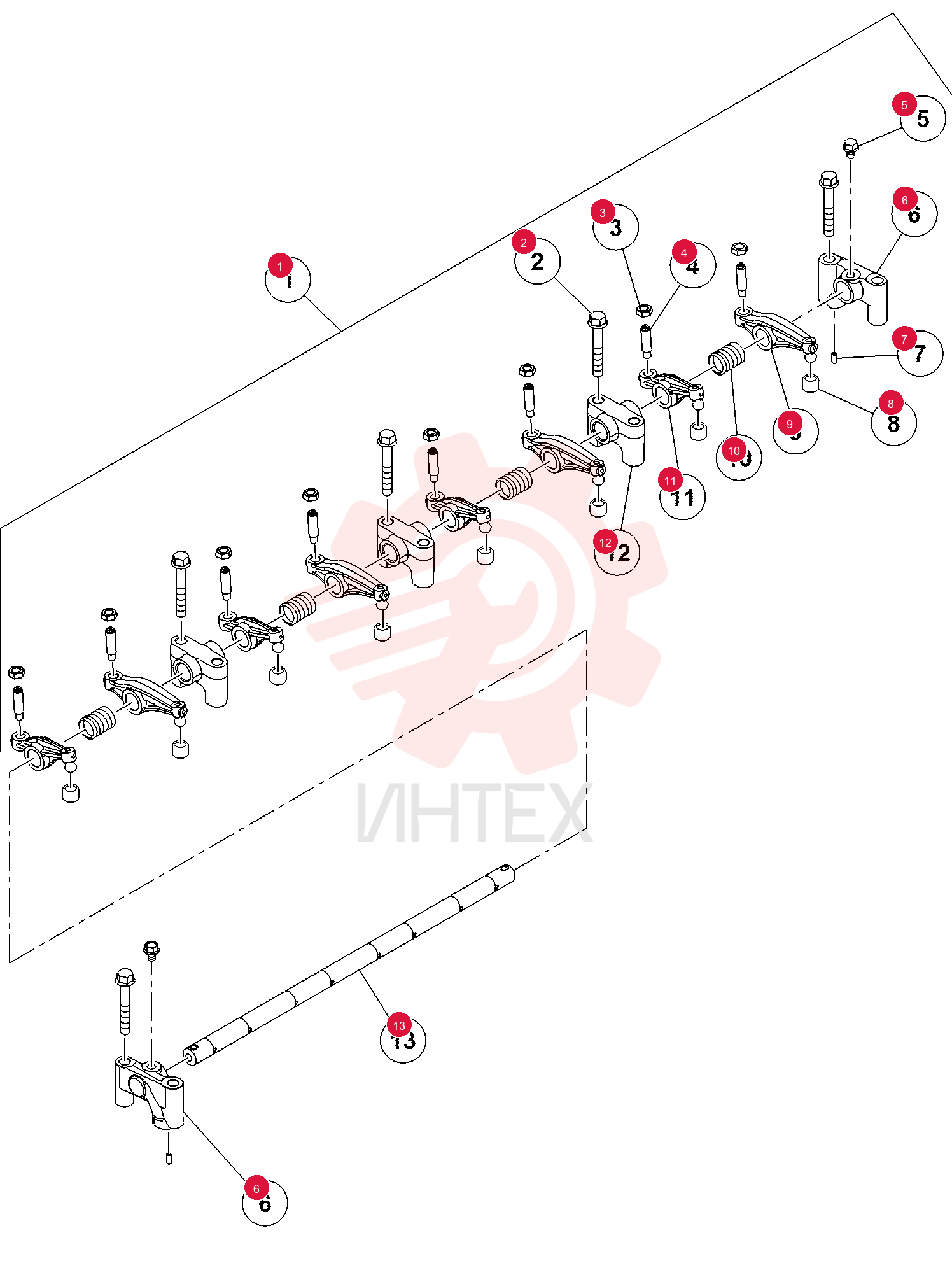 SHAFT, ROCKER ARM ASSY 7030423