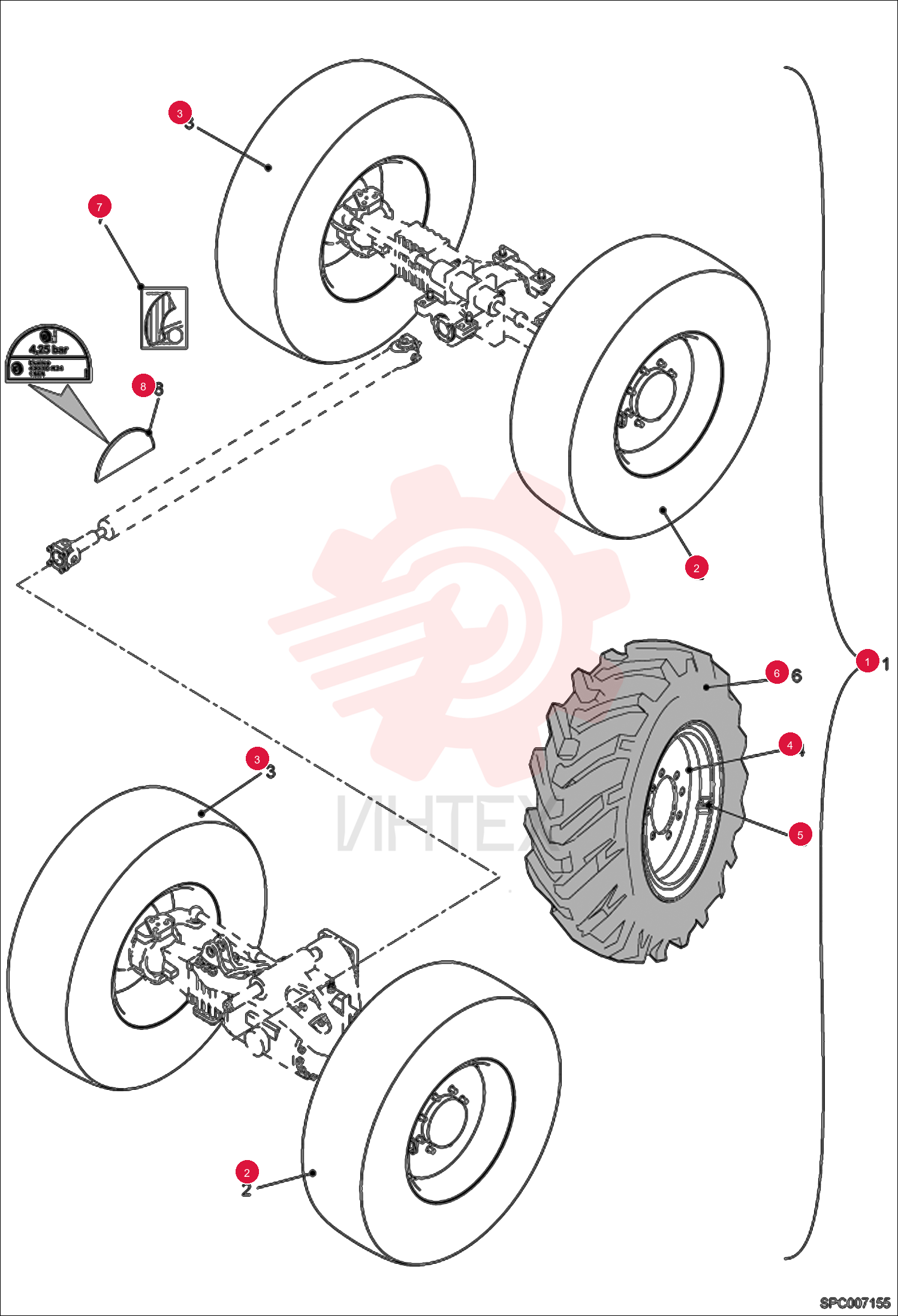 LH COMPLETE WHEEL 400 / 80 -24 (2)