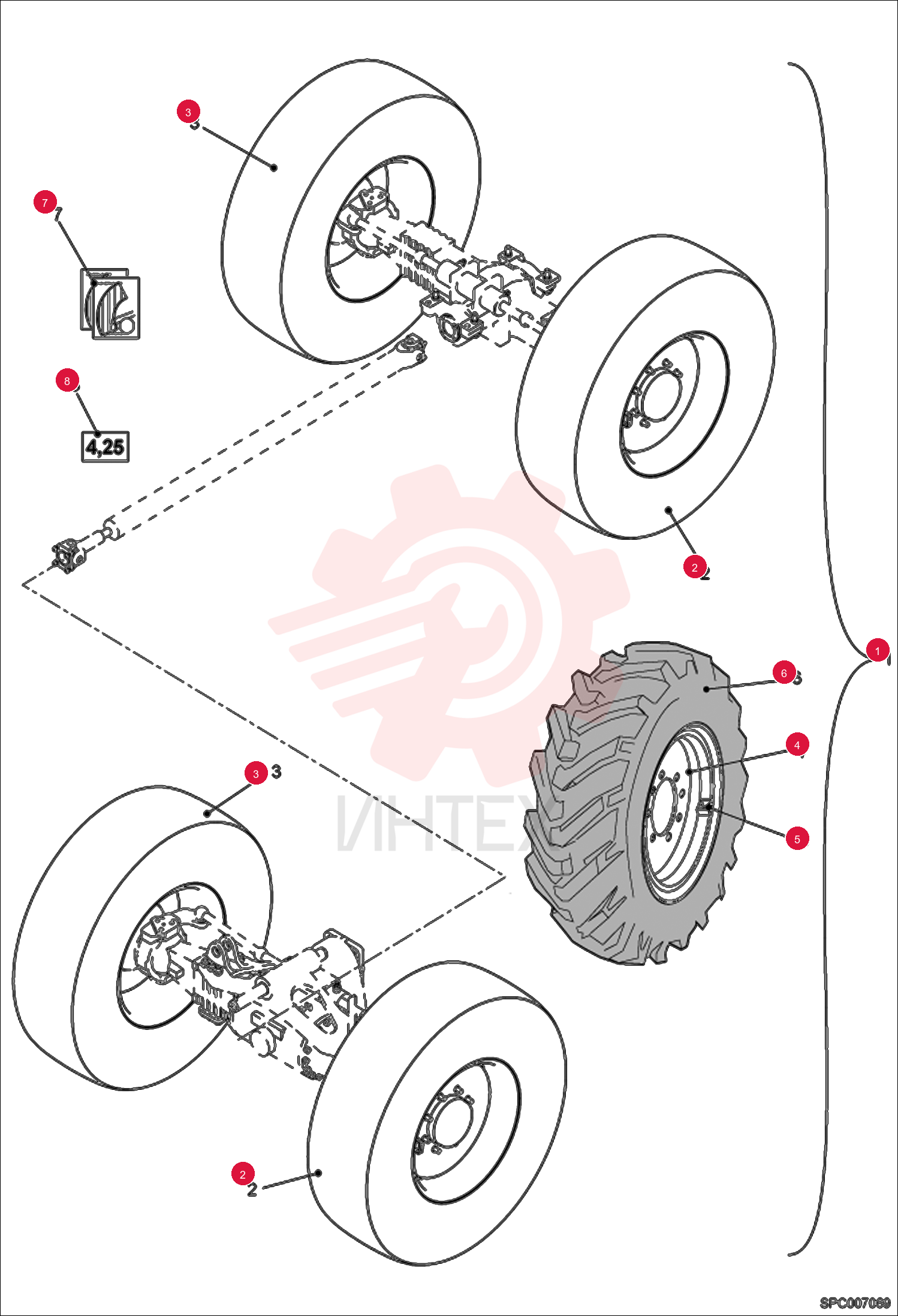 SET OF 4 WHEEL ASSY