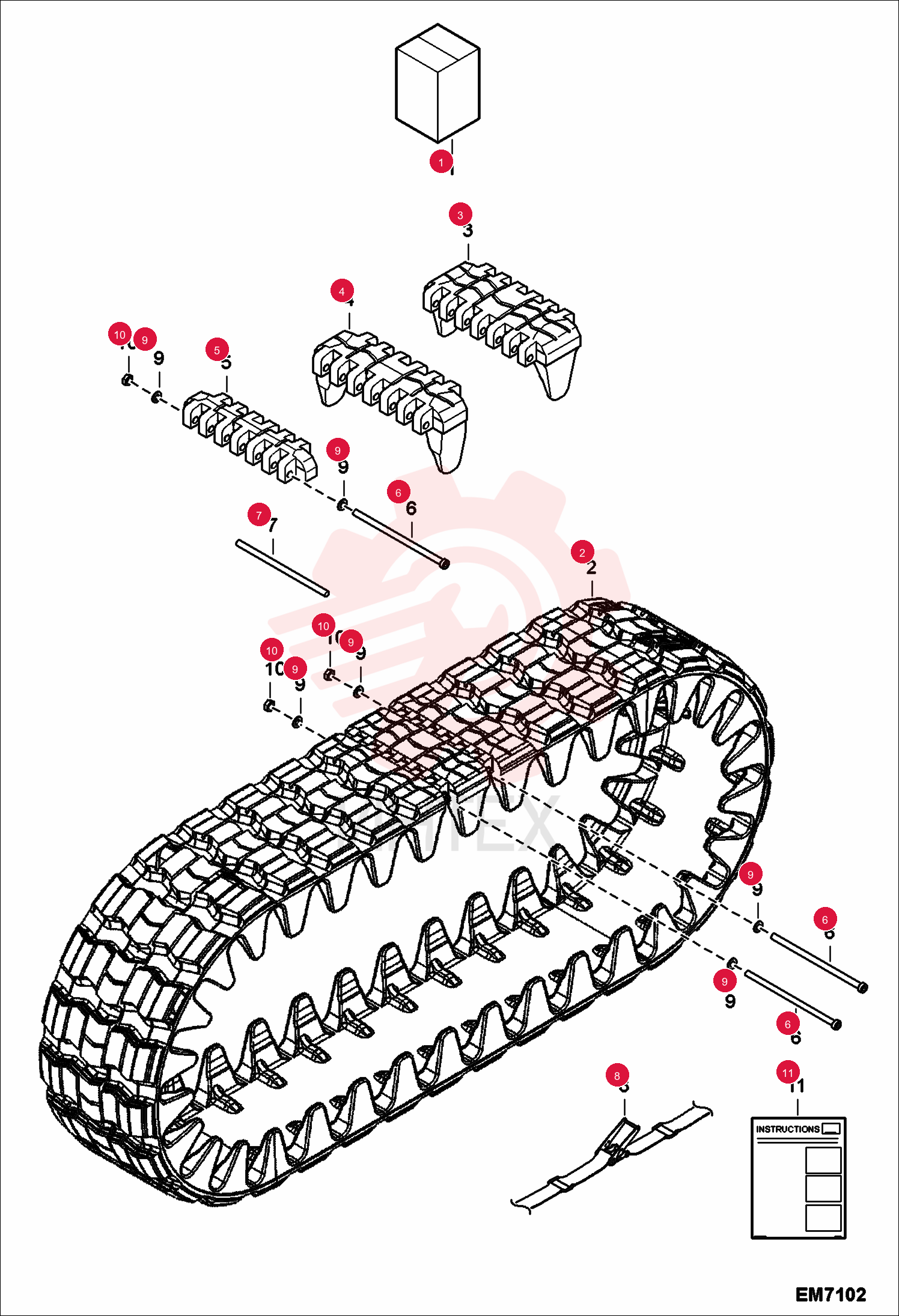 KIT, TRACK RUBBER 7193484