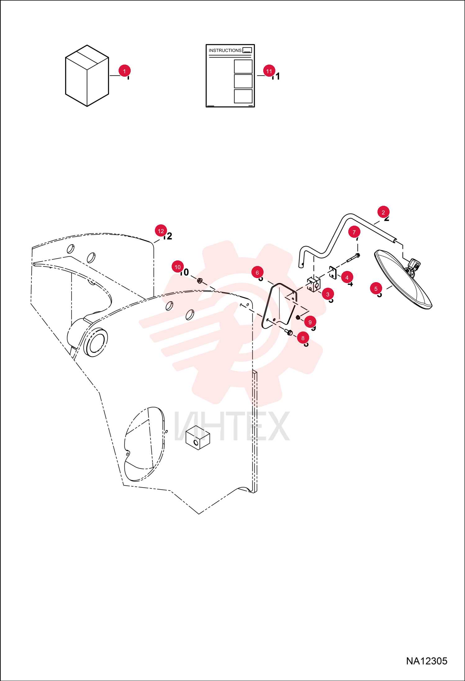 KIT, REAR MIRROR FLAT 7302928