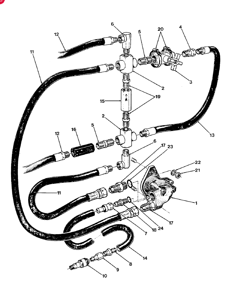 CONCORD AIR SYSTEM HOSE, hydraulic E 708 x 08 MB x 08 MH x 96" (Hoses that lead from steel lines to tractor) not shown