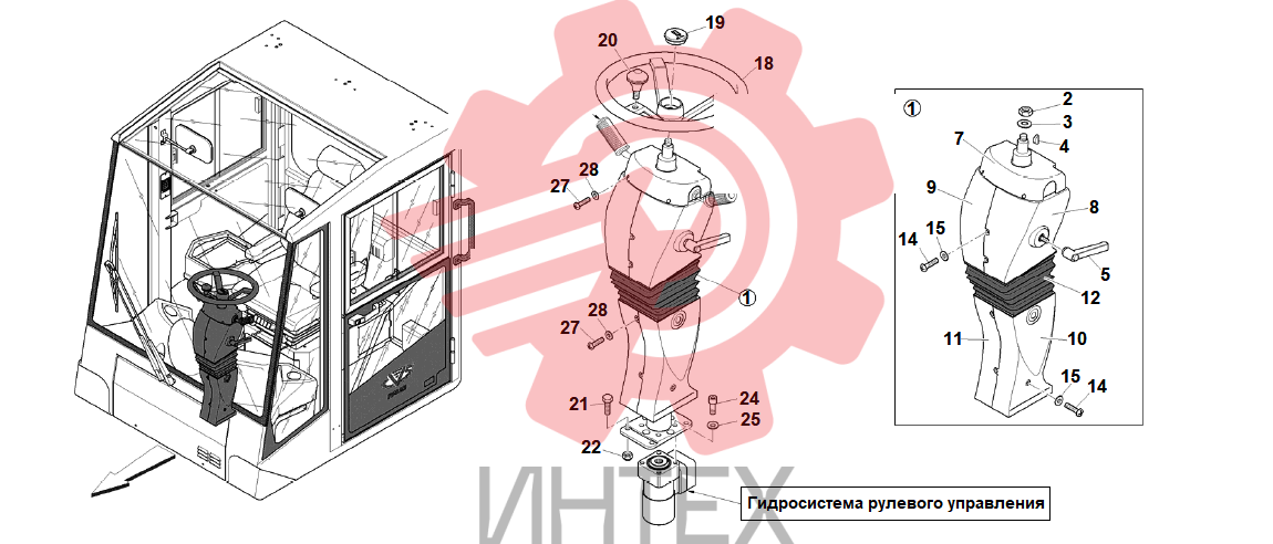 39. Блок рулевого управления кабины водителя