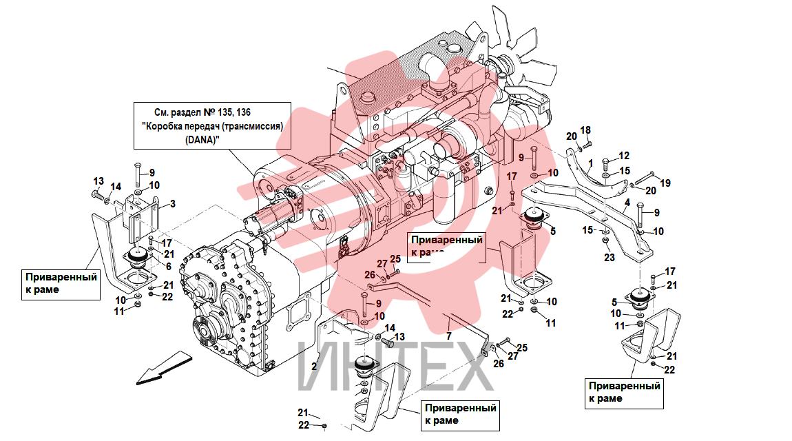 110. Монтаж (установка) двигателя (CUMMINS QSM11-T3)