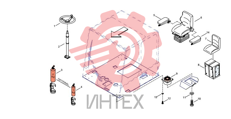 Сиденье и колонка рулевая с комплектующими 50.F010.082