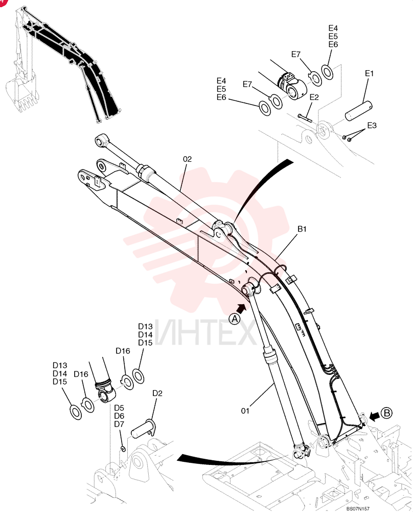 HOE Boom Assembly, See Figure 04-02