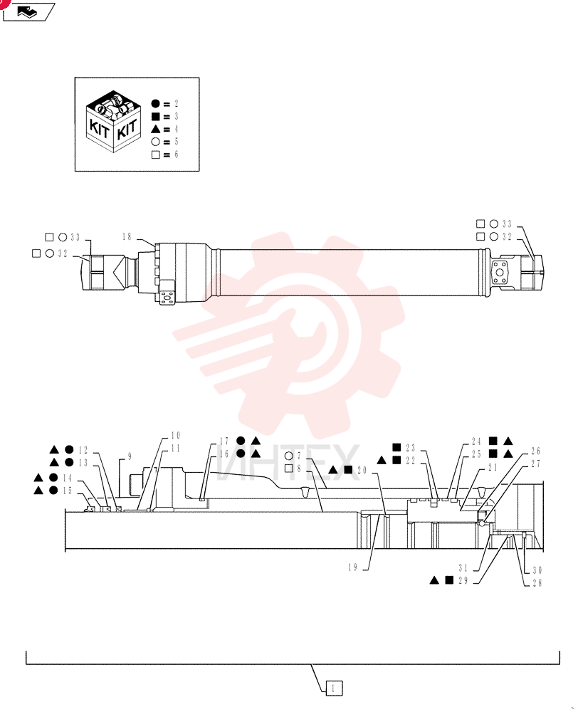 CYLINDER,Double Acting, 95mm Rod, 1558mm Stroke