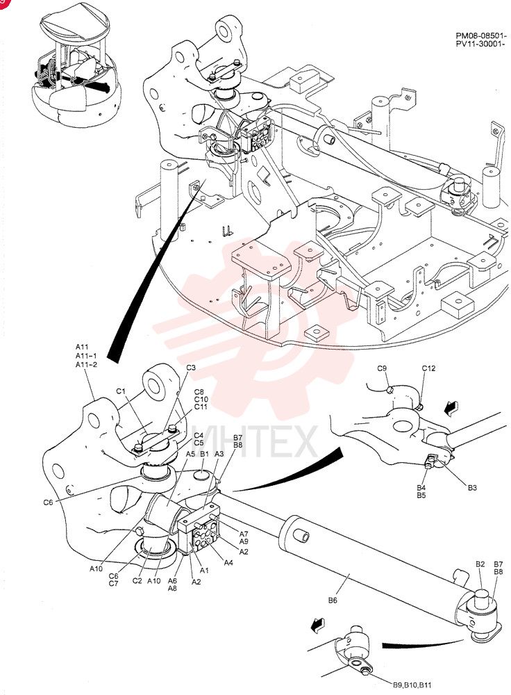 Схема (27SR-3 PV11) - COMPACT EXCAVATOR ASN PV11-30001- (6/04-6/09) PX02B01268P1