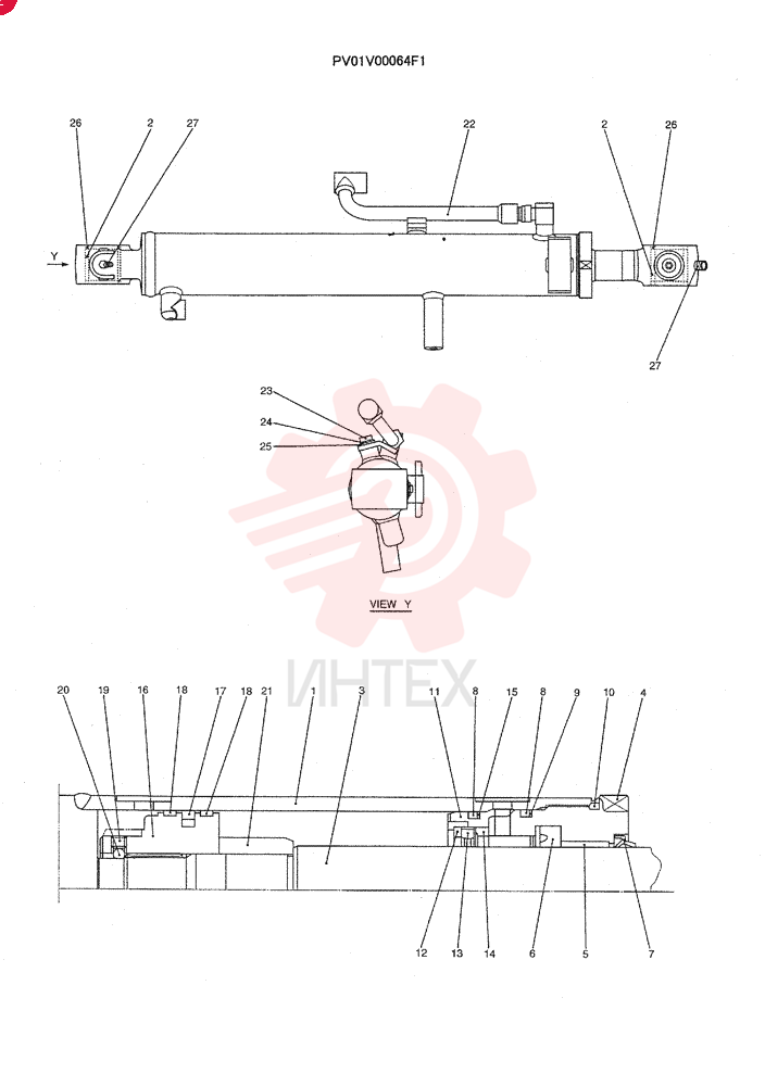 CYLINDER,Double Acting, 40mm Rod, 455mm Stroke
