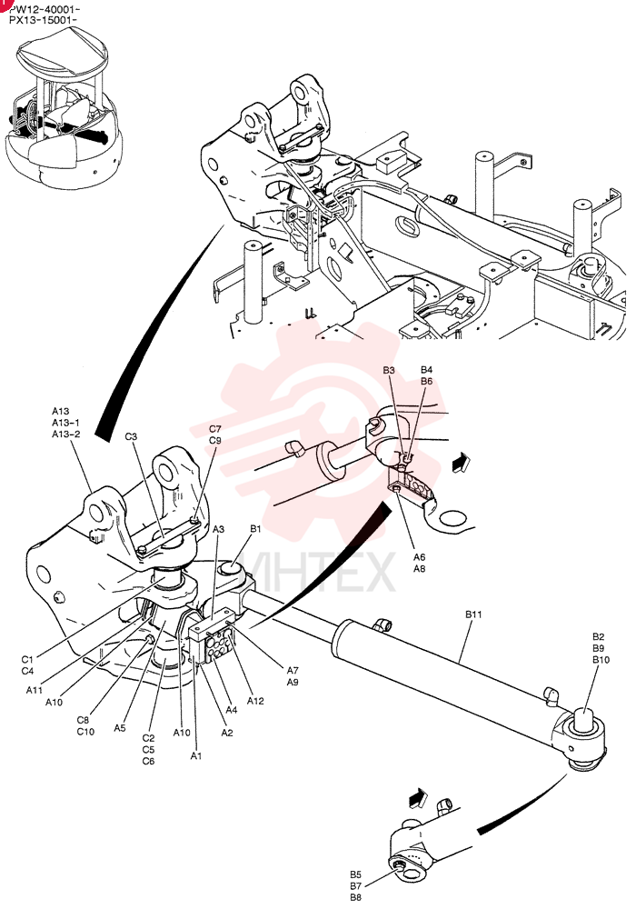 Схема (30SR-3) - COMPACT CRAWLER EXCAVATOR BTW PW13-42001 - PW13-42402 (1/05-12/06) PX02B01268P1 (2)
