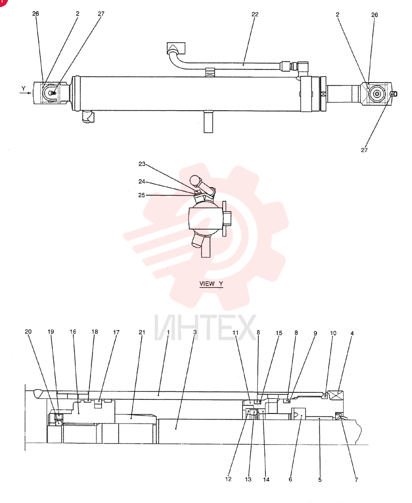 CYLINDER,Double Acting, 45mm Rod, 540mm Stroke