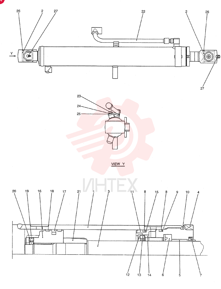 CYLINDER,Double Acting, 45mm Rod, 585mm Stroke