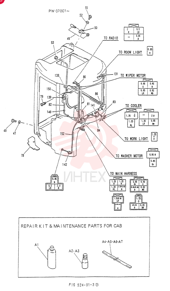 CAB ASSY, Serial Range: PW07001-PW09500 PH02C00003F1 (1)