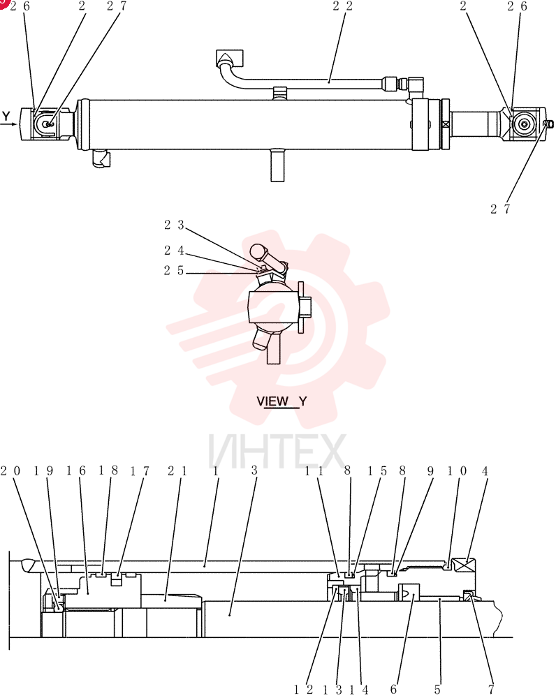 CYLINDER,Double Acting, 45mm Rod, 540mm Stroke