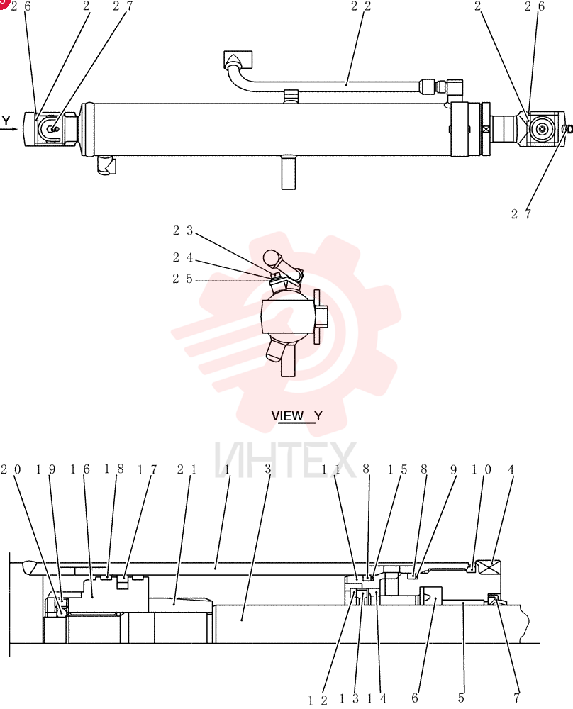 CYLINDER,Double Acting, 45mm Rod, 585mm Stroke
