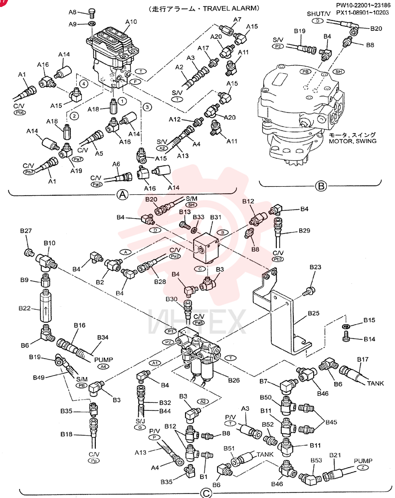 CONTROL LINES, PROPEL (TRAVEL ALARM, HAND CONTROL)