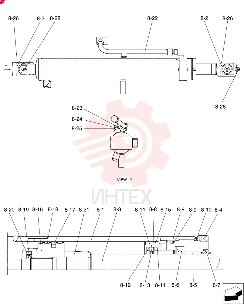 CYLINDER,Double Acting, 45mm Rod, 555mm Stroke
