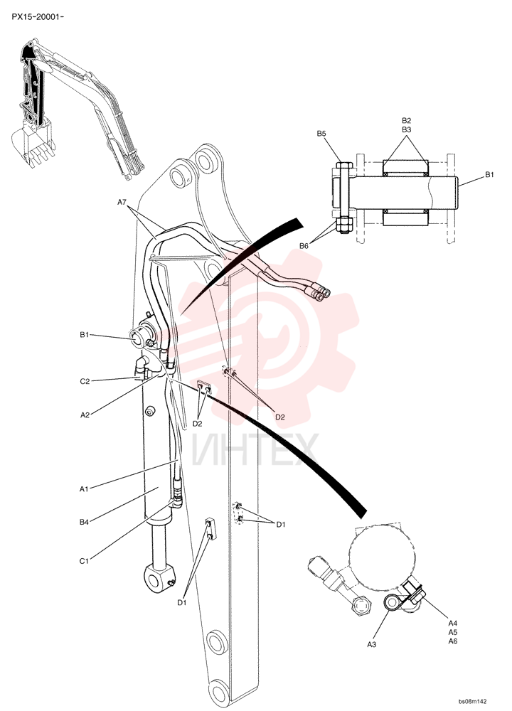 HYDRAULIC HOSE,9.5mm ID x 1740mm L