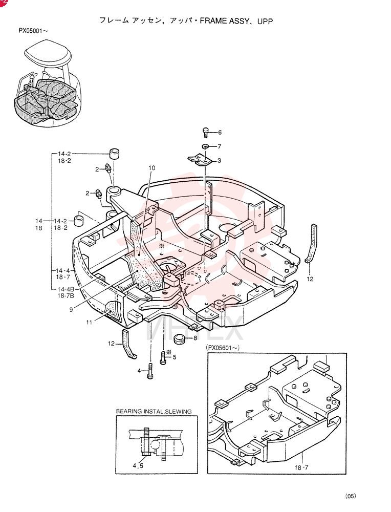 FRAME GROUP, UPP (For COOLER), APPLICABLE: (PX05001-05600)