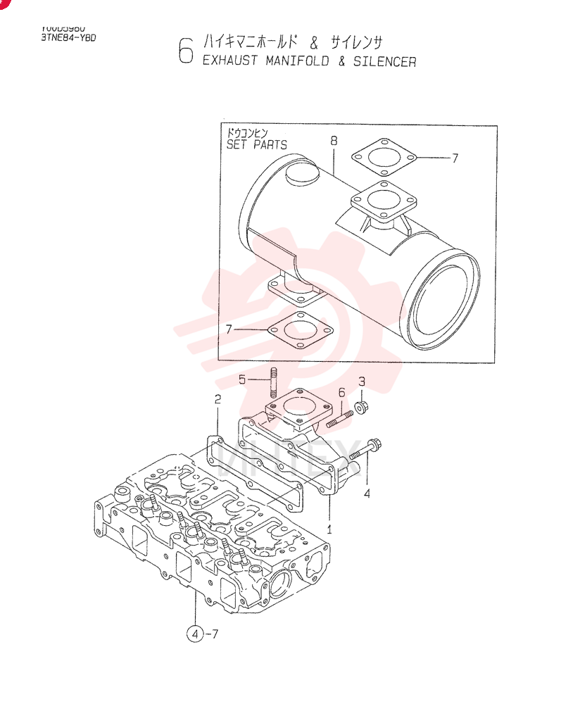 MANIFOLD, EXHAUST, 3TNE84-YBD: 1, LEV.: .