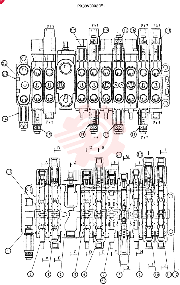 Схема (35SR) - COMPACT EXCAVATOR BTW PX05001 - PX06500 (1/04-12/04) PX30V00020F1