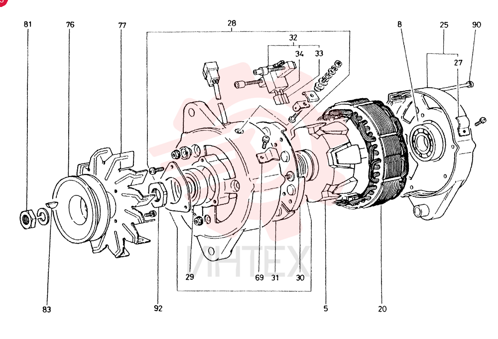 GENERATOR ASM, 12V-40A